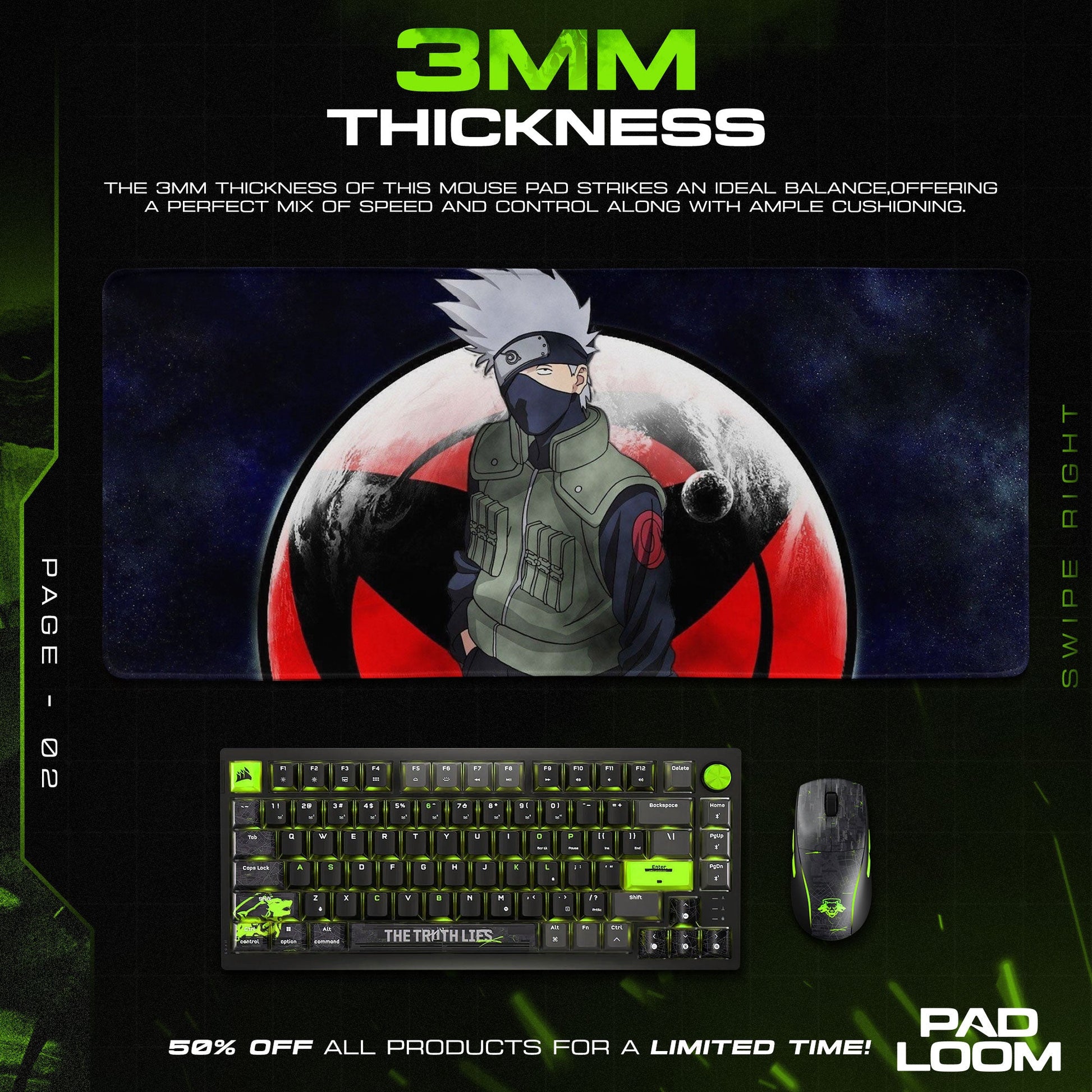 Kakashi Sharingan Mouse Pad - Shadow Ninja Anime Desk Mat Padloom