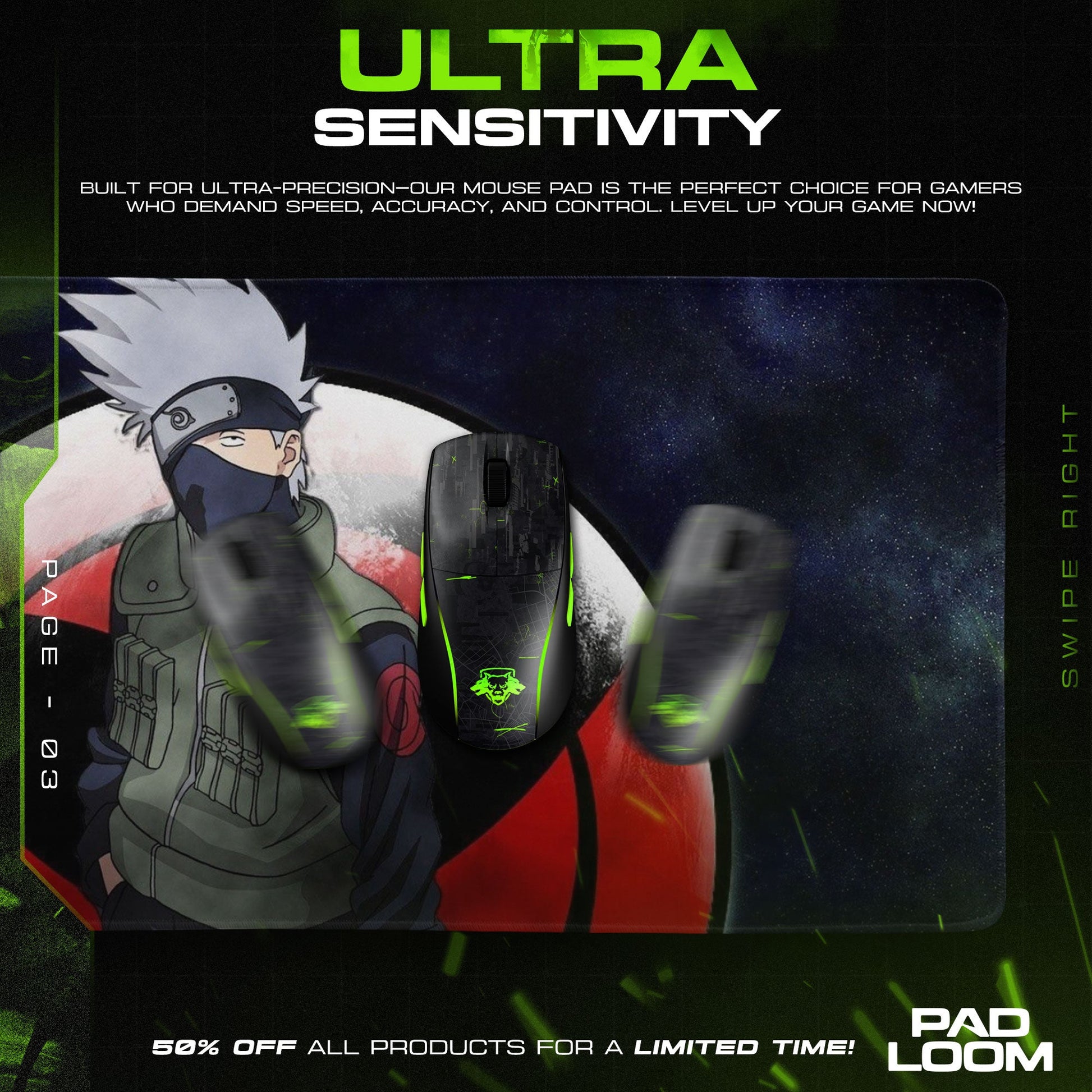 Kakashi Sharingan Mouse Pad - Shadow Ninja Anime Desk Mat Padloom