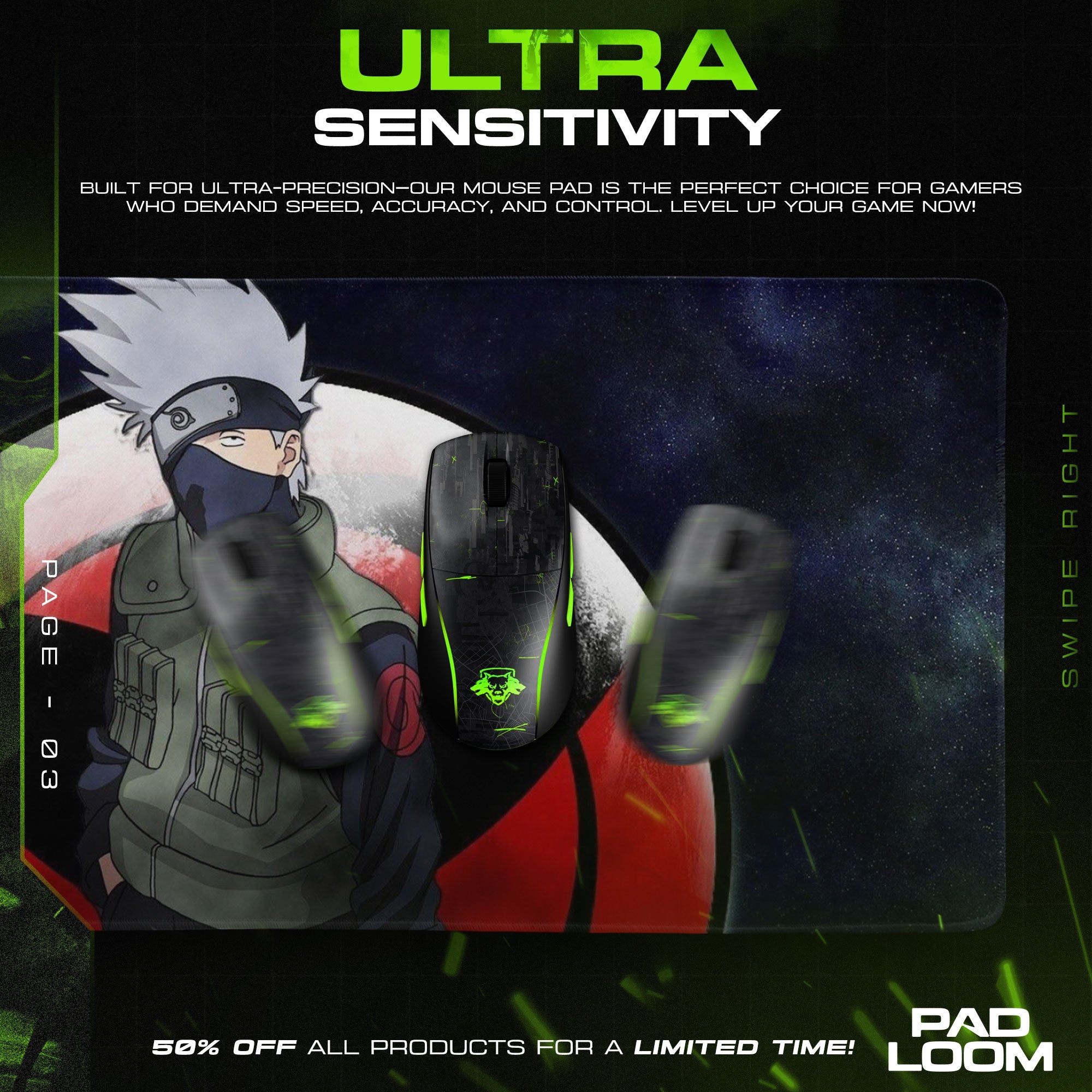 Kakashi Sharingan Mouse Pad - Shadow Ninja Anime Desk Mat Padloom