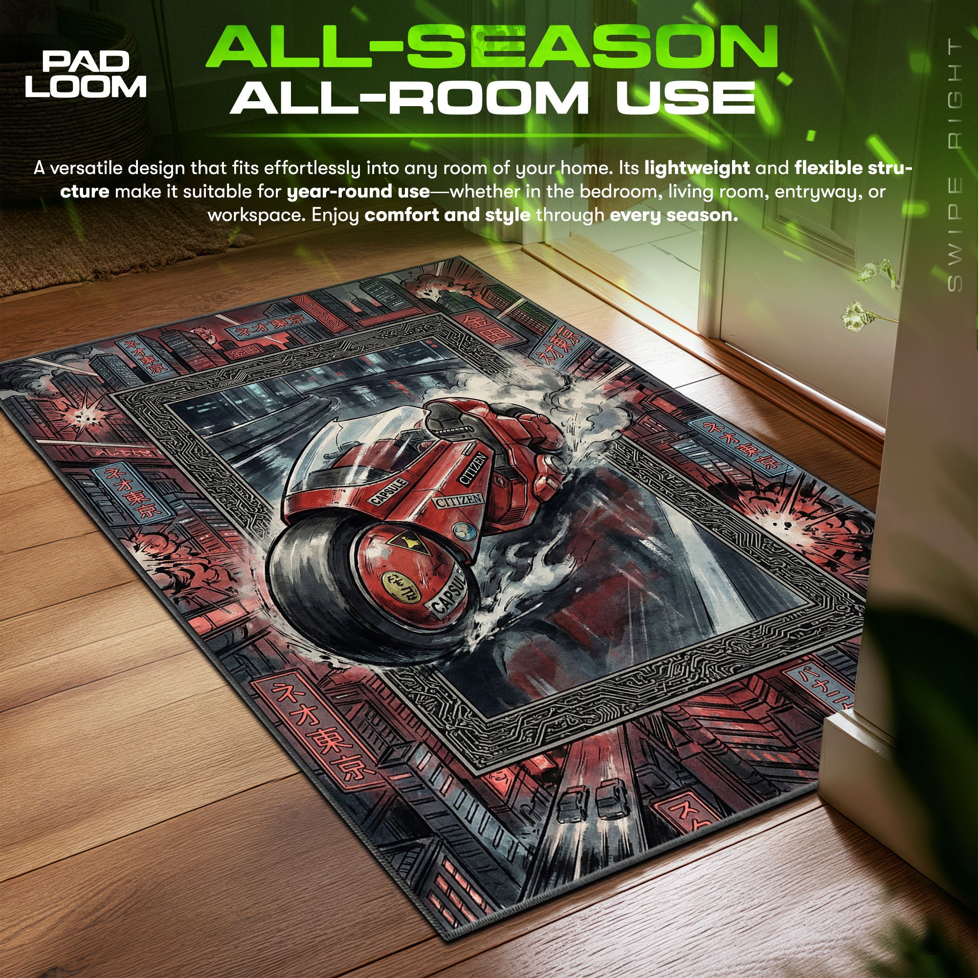 Kaneda Bike Akira Chair fan rug — premium quality print