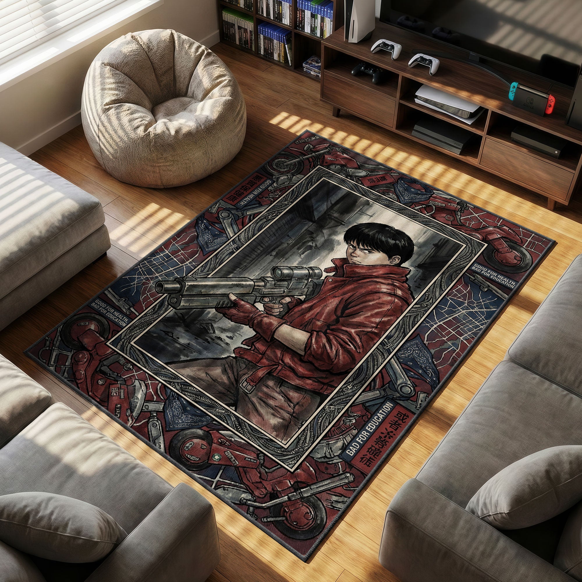 Kaneda Neo themed area rug for Cyberpunk fans