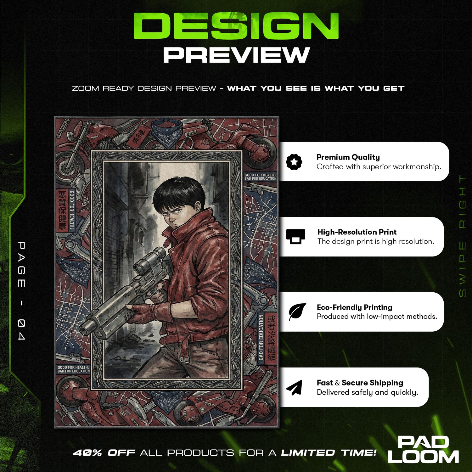 Chair character design printed on rug