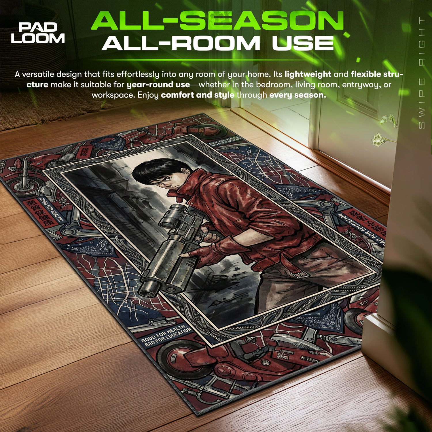 Kaneda Neo Tokyo Akira Chair fan rug — premium quality print