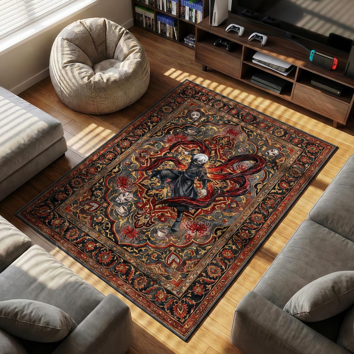 Kaneki Ken Kagune Attack Rug - Tokyo Ghoul Chair Mat