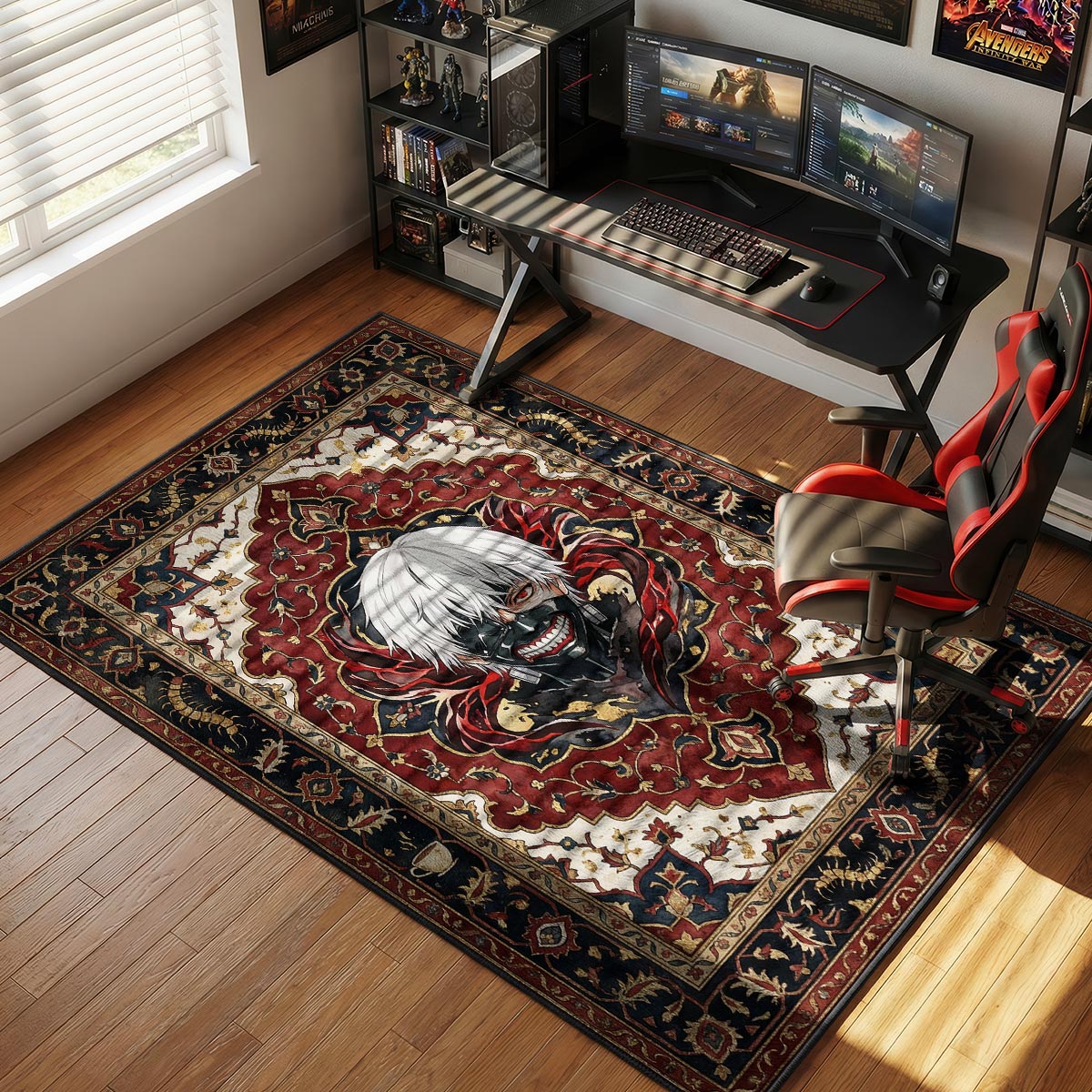 Kaneki Ken Mask Portrait Rug - Tokyo Ghoul Chair Mat