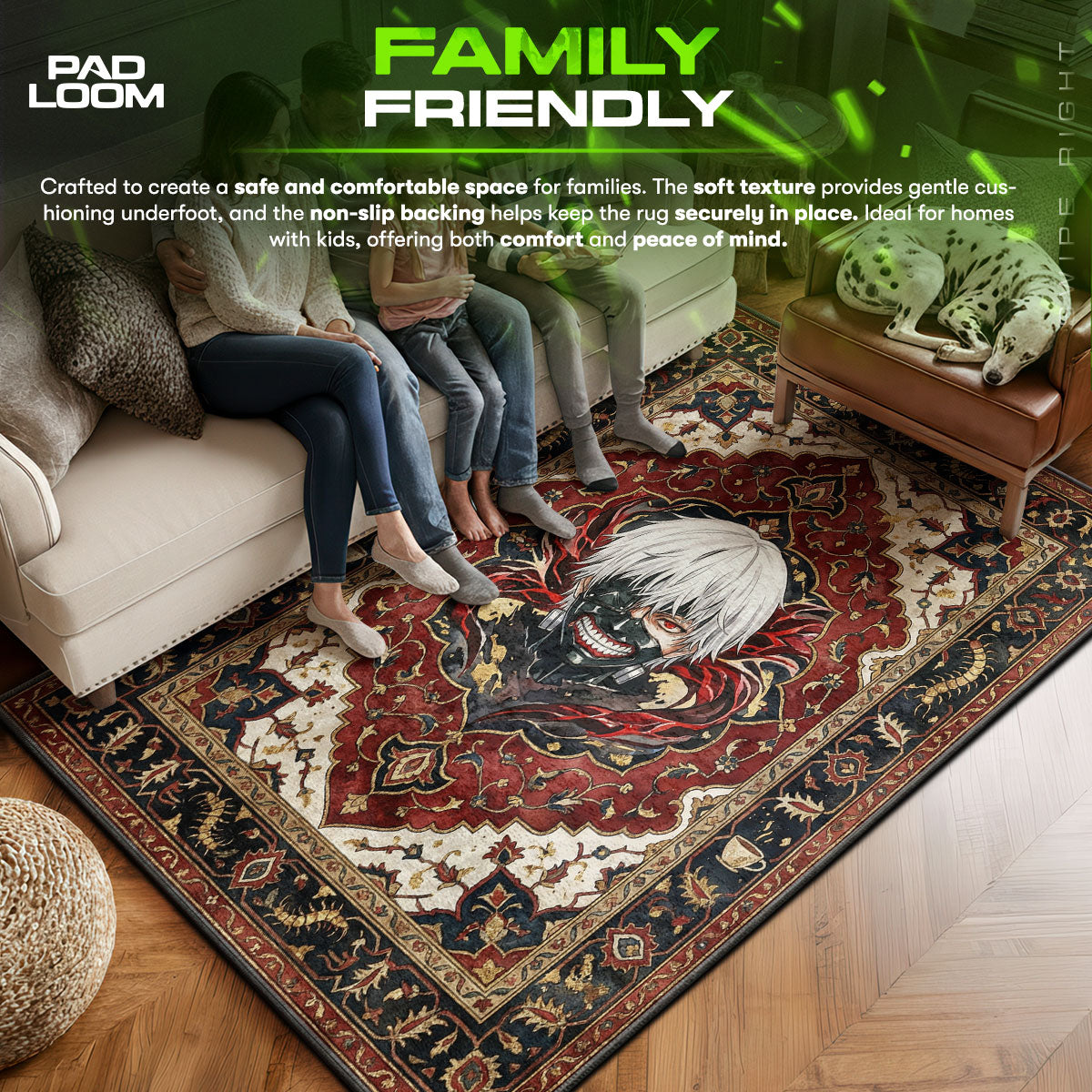 Kaneki Ken Mask Portrait Rug - Tokyo Ghoul Chair Mat