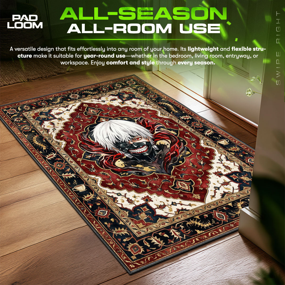 Kaneki Ken Mask Portrait Rug - Tokyo Ghoul Chair Mat