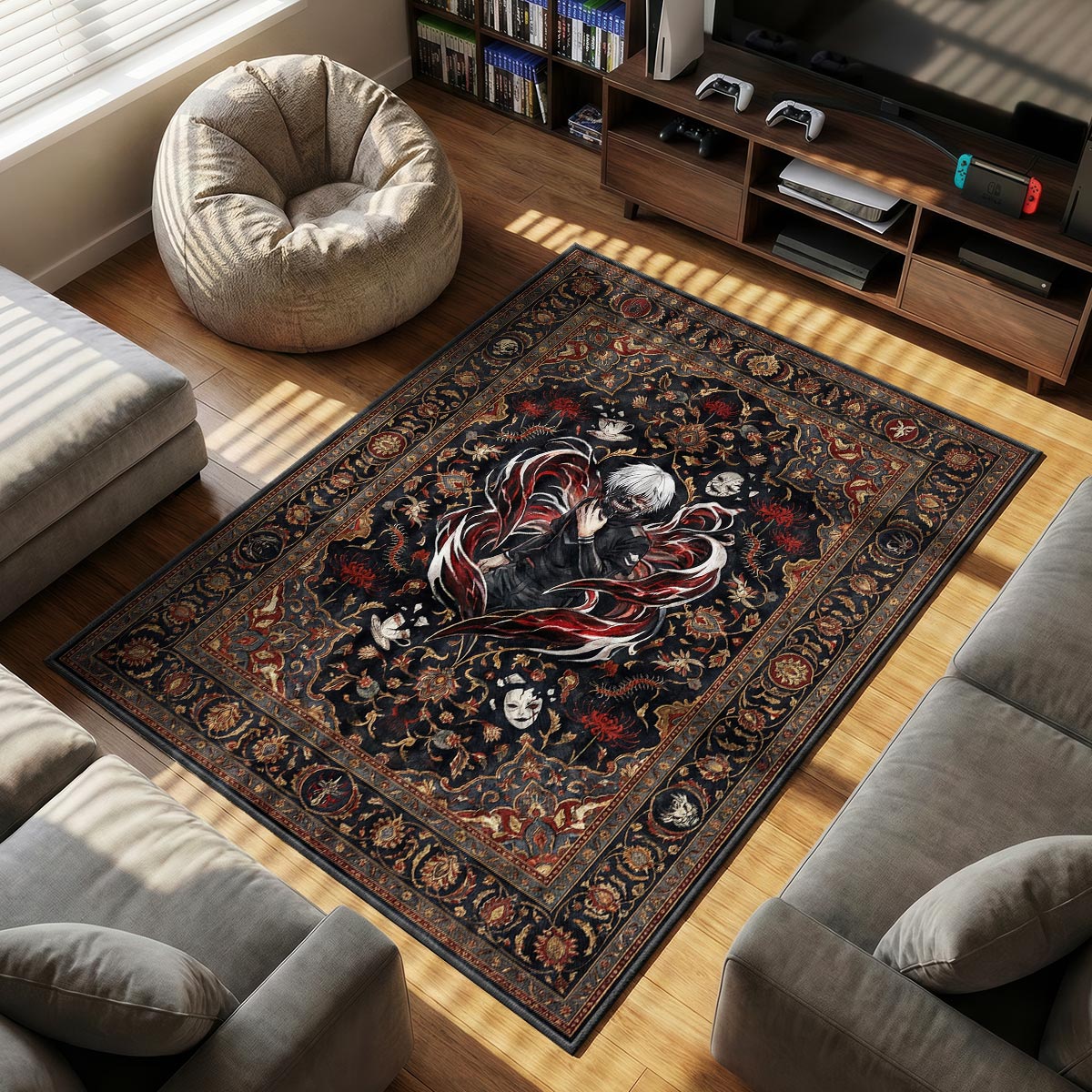 Kaneki Ken Spider Lily Rug - Tokyo Ghoul Chair Mat