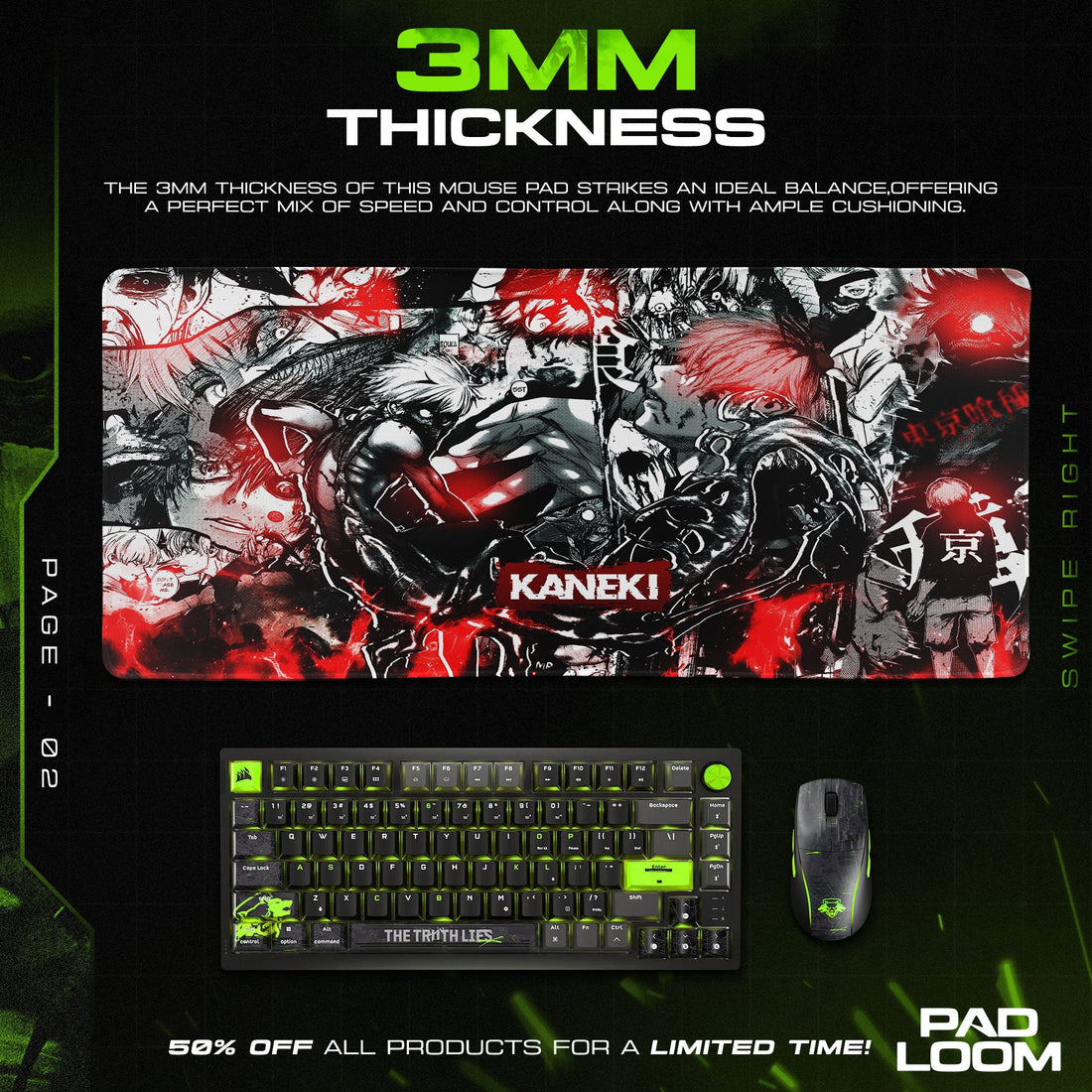 Kaneki Mouse Pad - Blood Reign Anime Desk Mat Padloom
