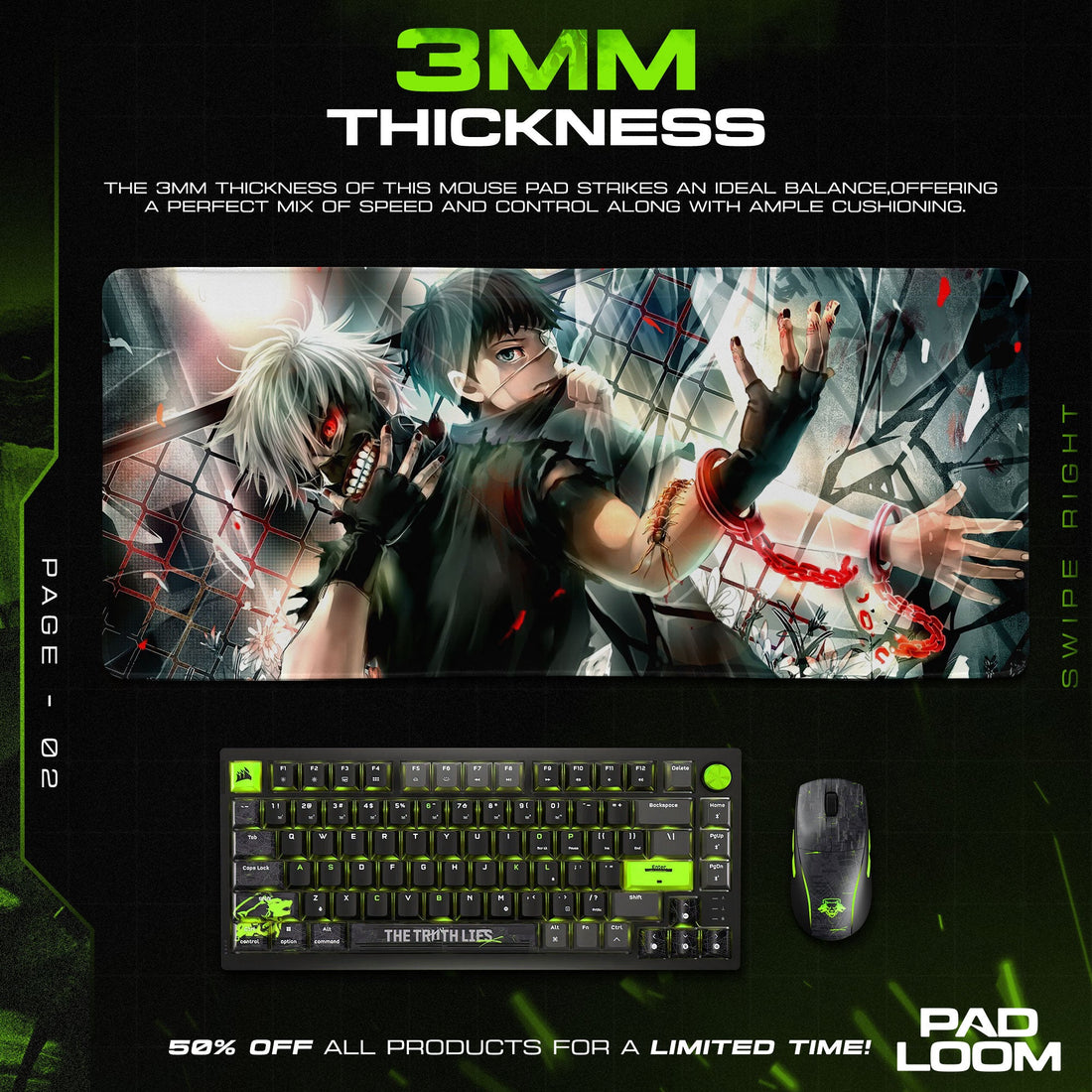 Kaneki Mouse Pad - Duality Unleashed Anime Desk Mat Padloom