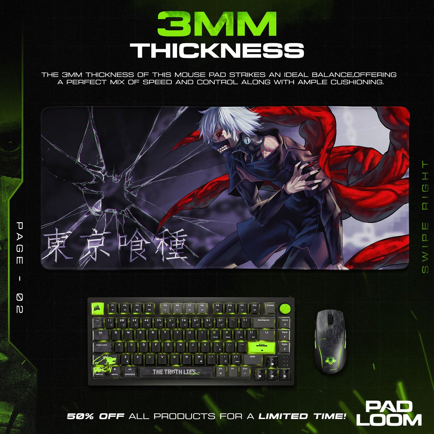 Kaneki Mouse Pad - Tokyo Ghoul Awakening Anime Desk Mat Padloom