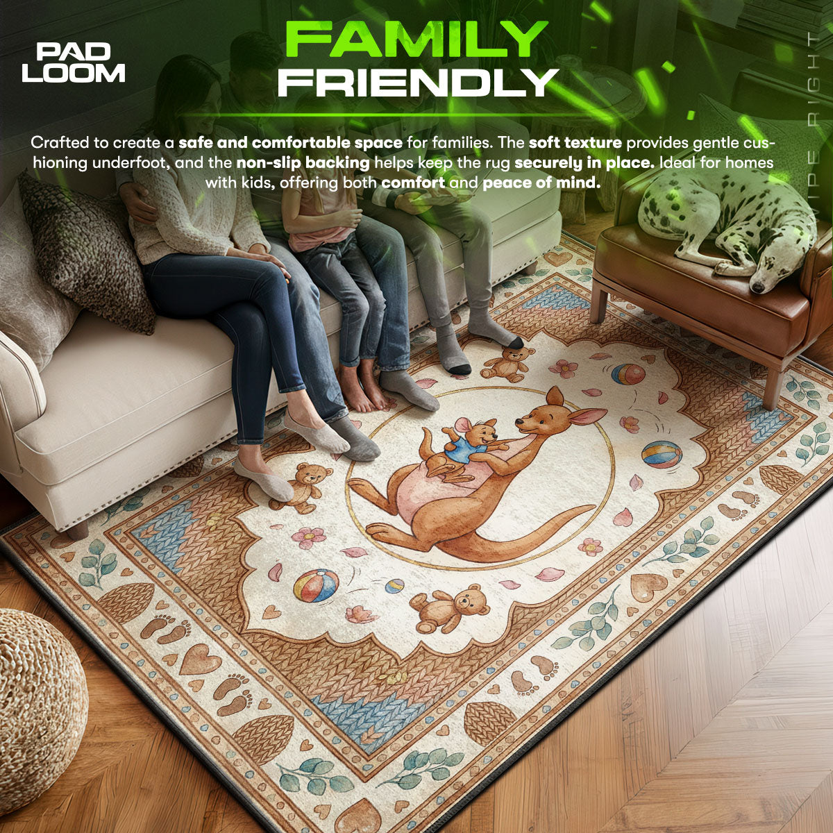 Animation Baby Rugs Kangaroo Mother Baby Rug - Kids Floor Mat | Padloom