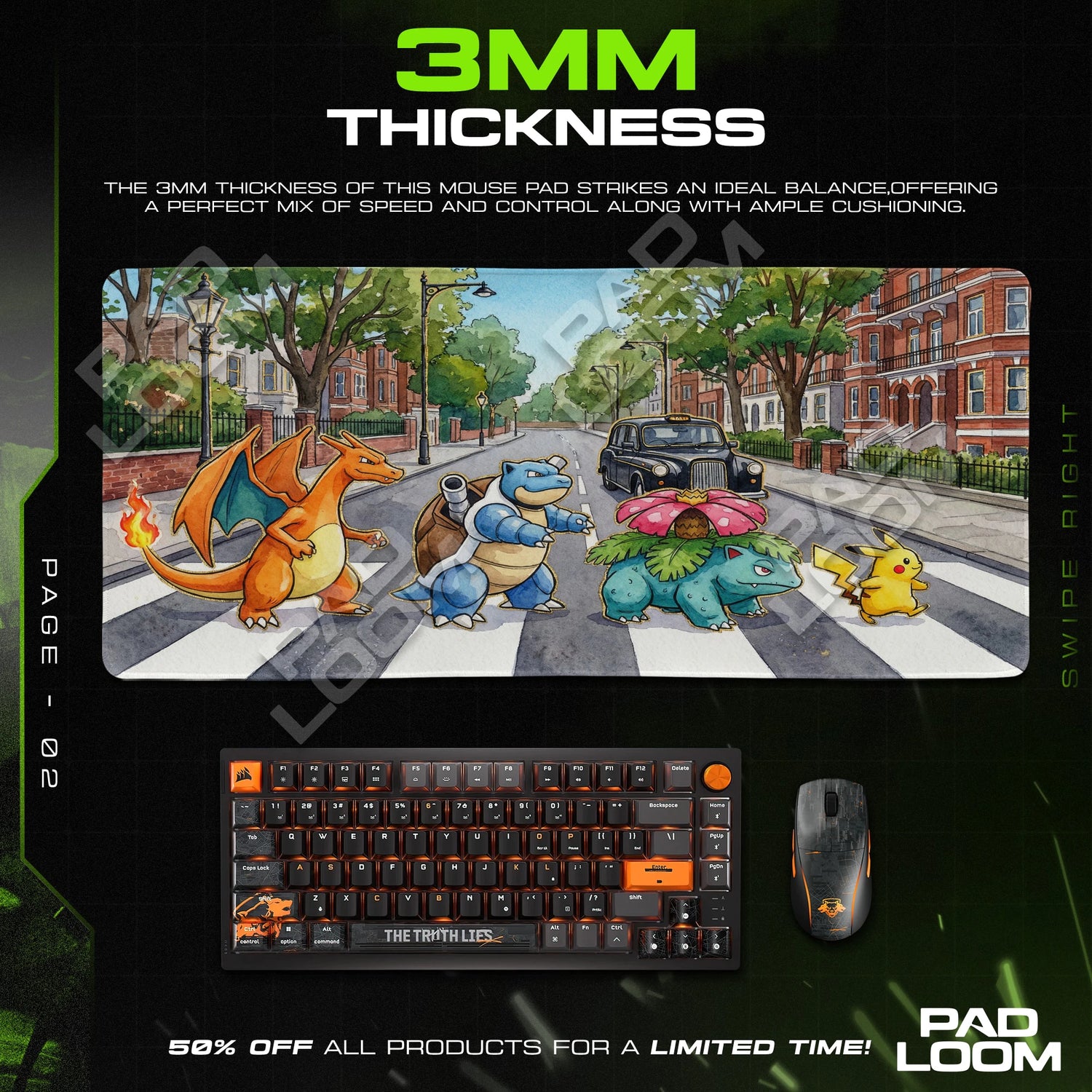 Kanto Crew Abbey Road Mouse Pad - Pokemon Desk Mat