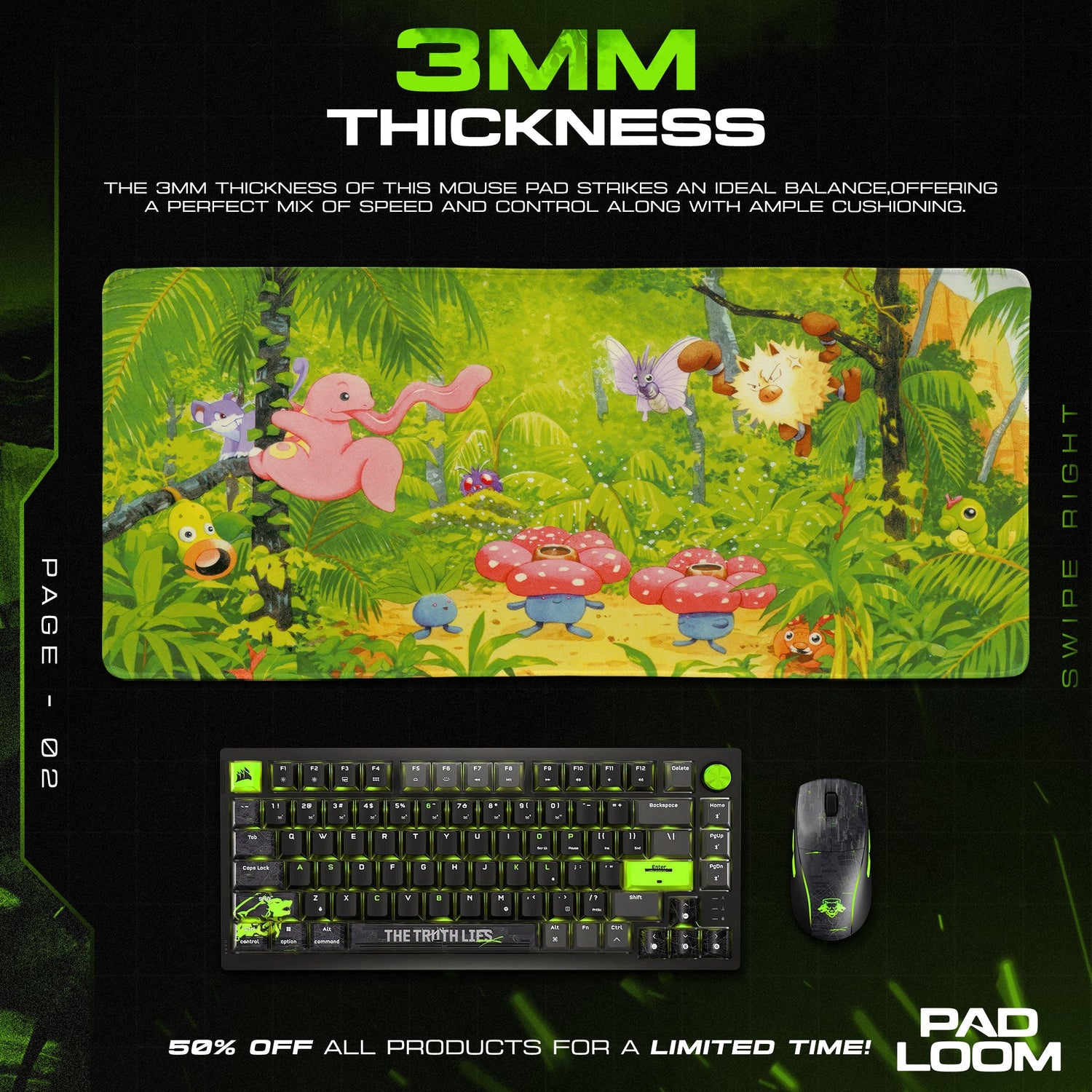 Kanto Forest Mouse Pad, Pokémon Jungle Gaming Mouse Pad Padloom