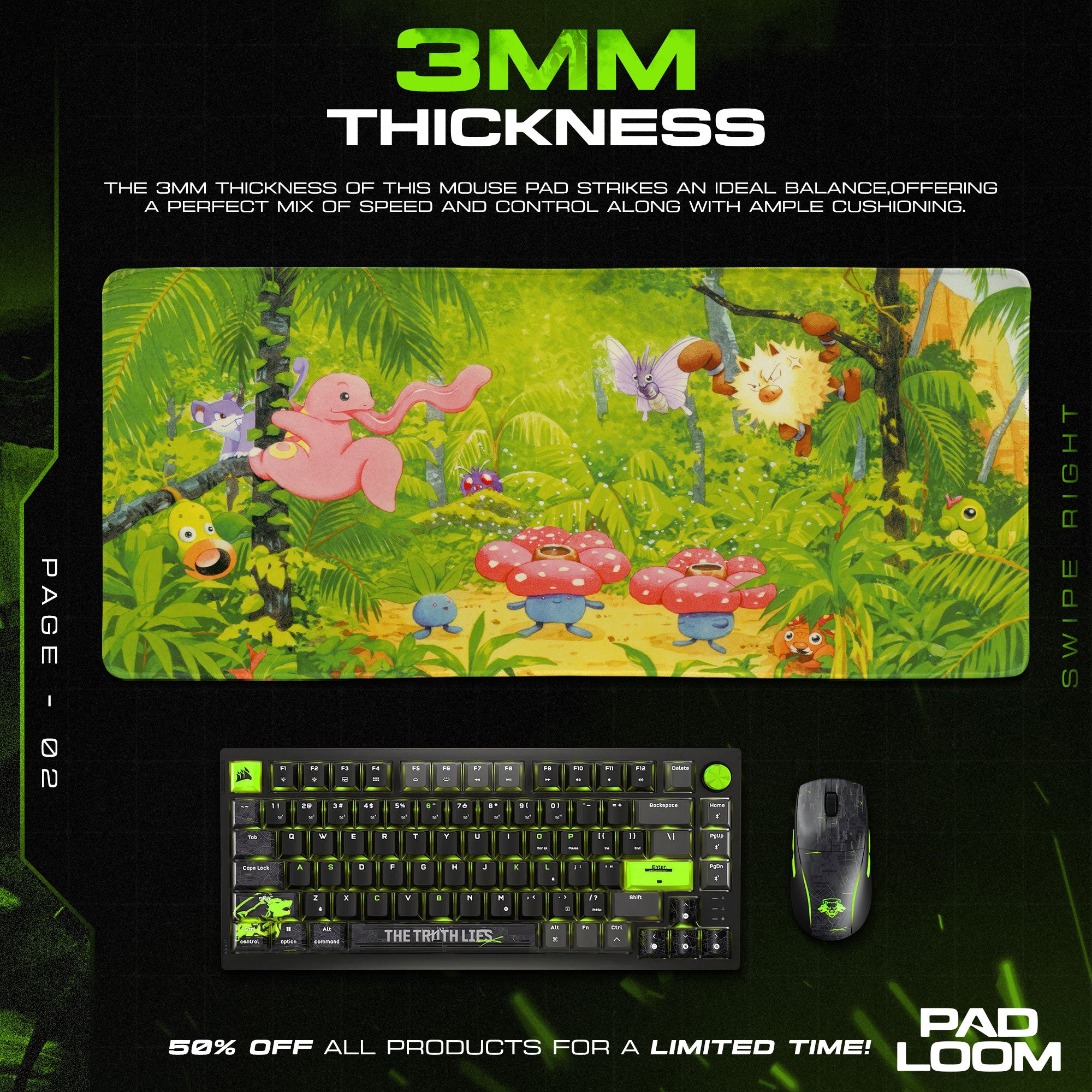 Kanto Forest Mouse Pad, Pokémon Jungle Gaming Mouse Pad