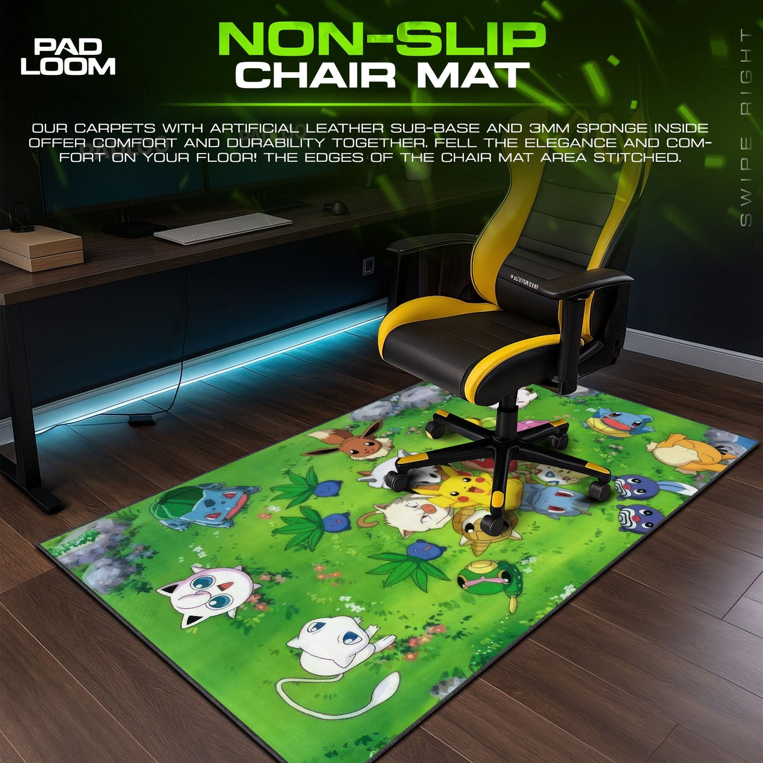 Kanto Friends Mouse Pad, Pokémon Meadow Desk Mat Padloom