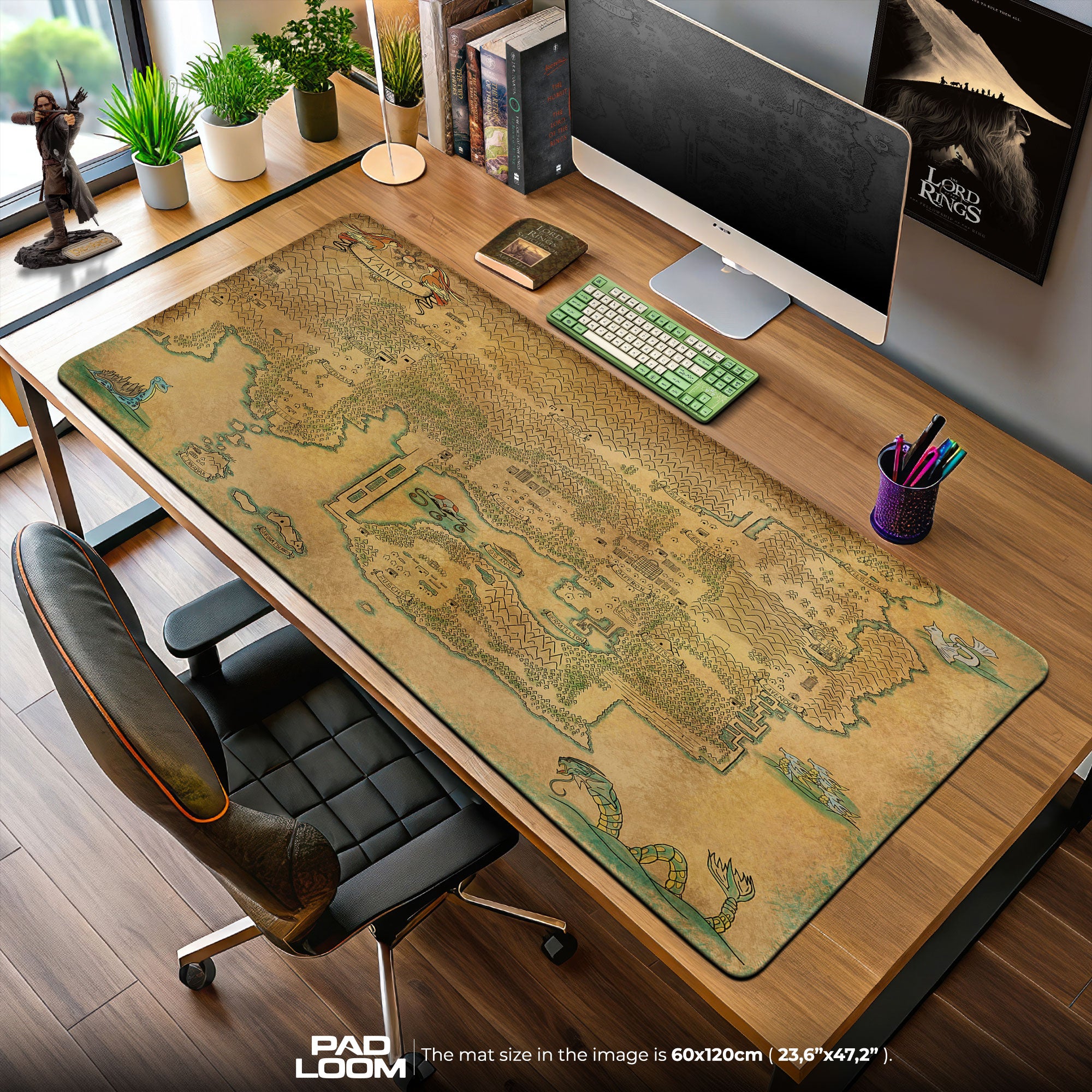Kanto Region Map Mouse Pad, Antique Pokémon Journey Gaming Desk Mat