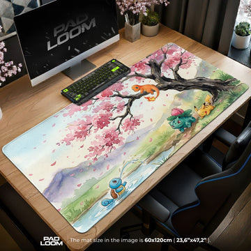 Kanto Starters Blossom Mouse Pad - Pokemon Desk Mat