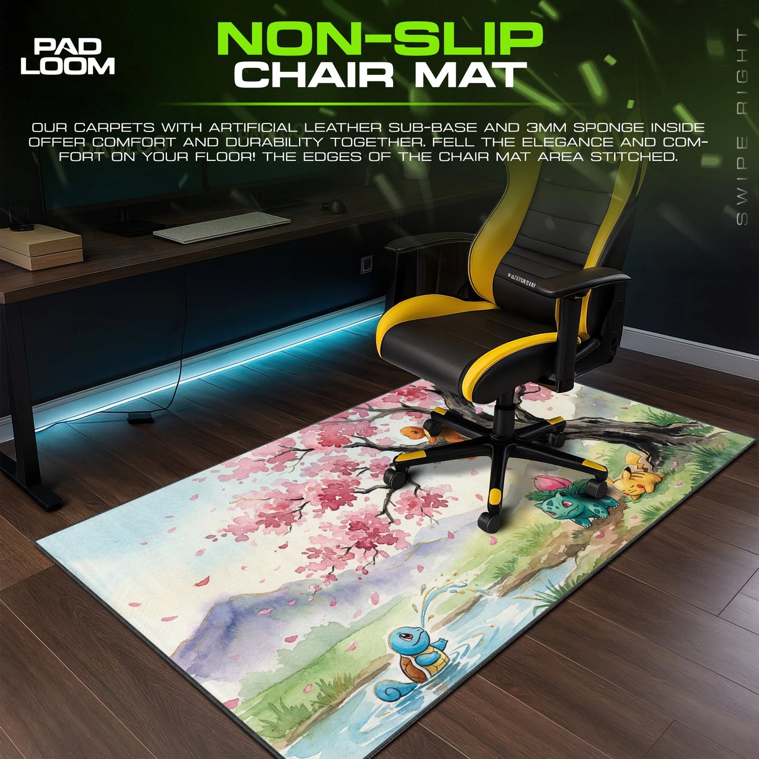 Kanto Starters Blossom Mouse Pad - Pokemon Desk Mat
