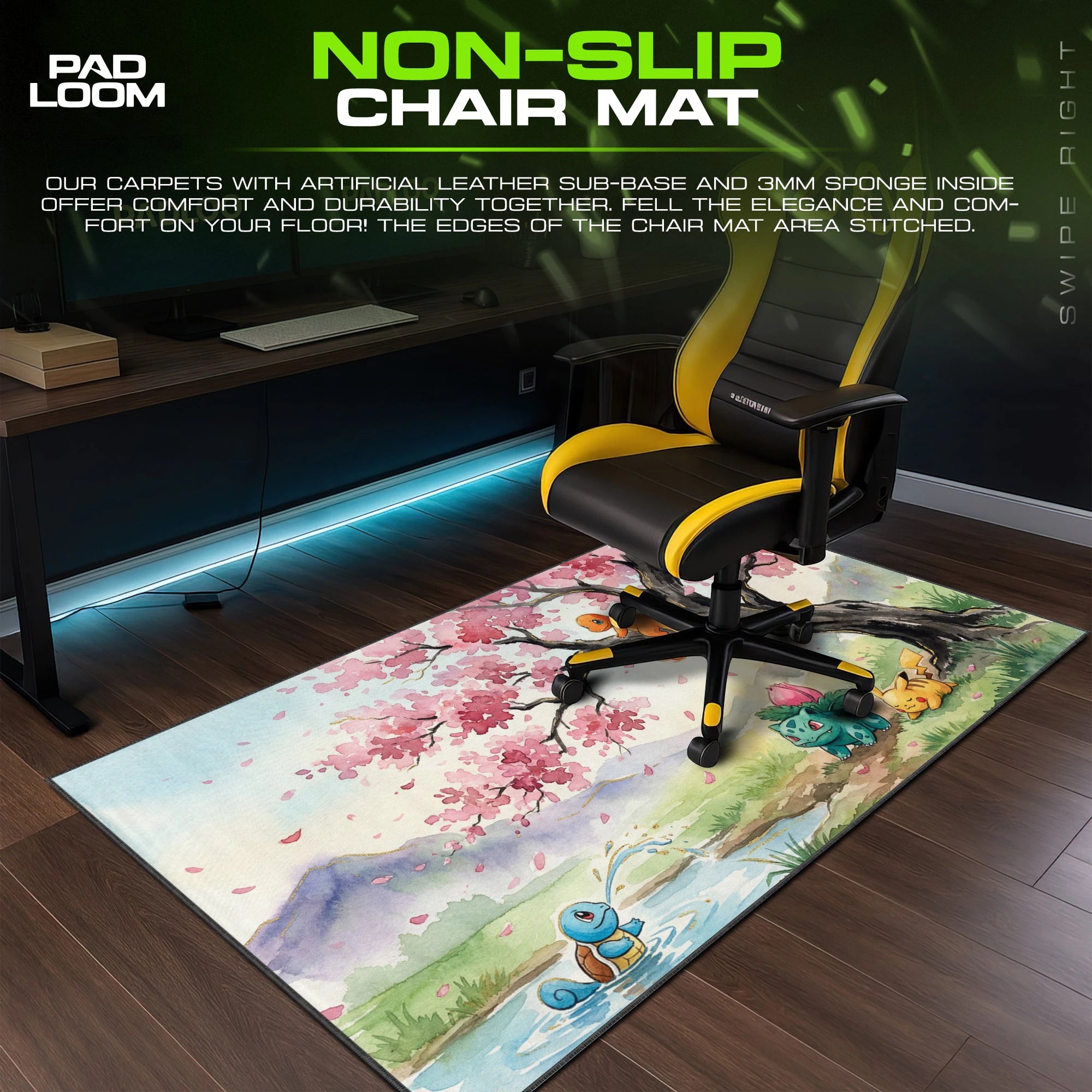 Kanto Starters Blossom Mouse Pad - Pokemon Desk Mat