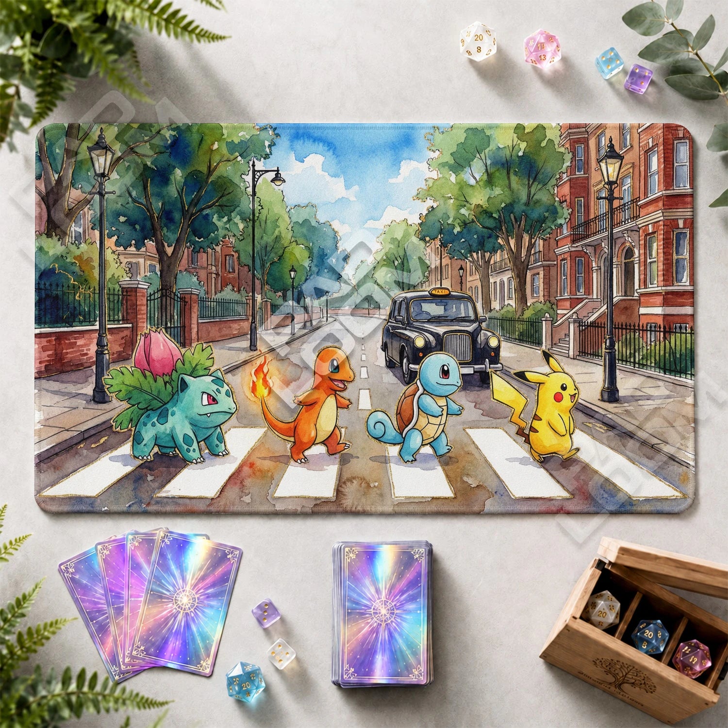 Kanto Starters Crossing Playmat - Pokemon Mat - view 2