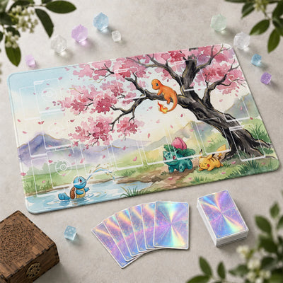 Kanto Starters Sakura Playmat - Pokemon TCG Mat