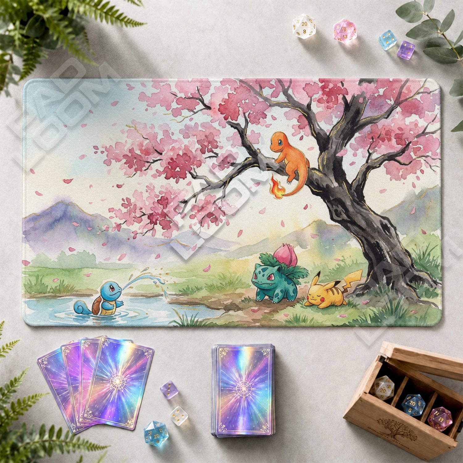 Kanto Starters Sakura Playmat - Pokemon TCG Mat - view 2