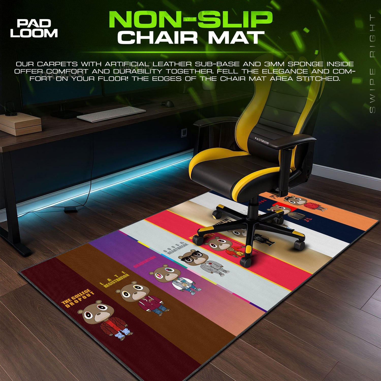 Kanye West Graduation Bear Mouse Pad, Music Gaming Desk Mat Padloom