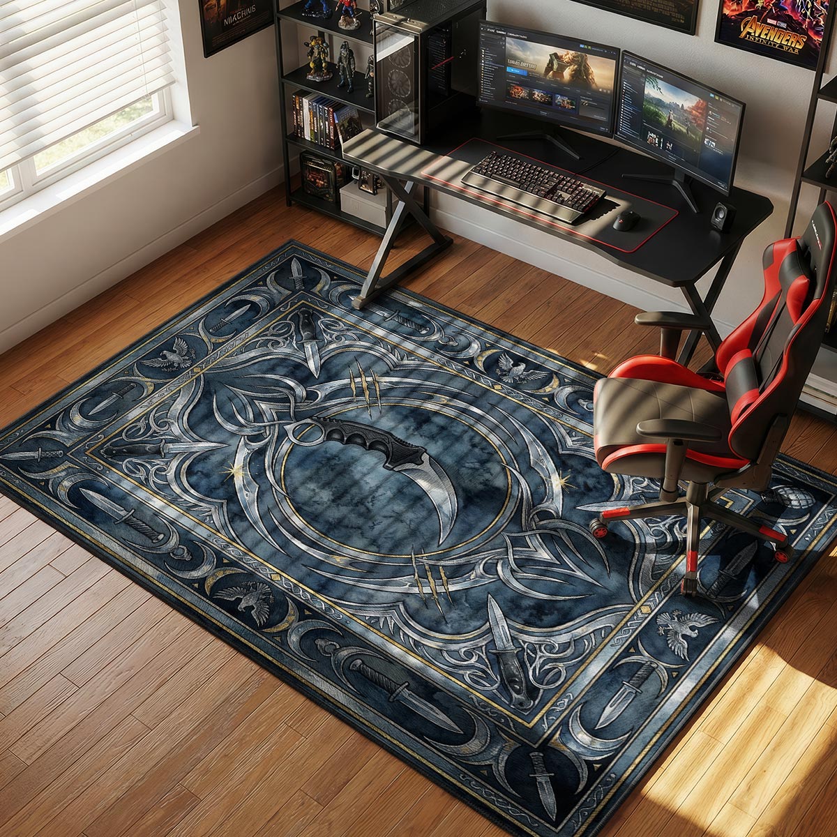 Karambit Blue Steel Rug - CS2 Chair Mat