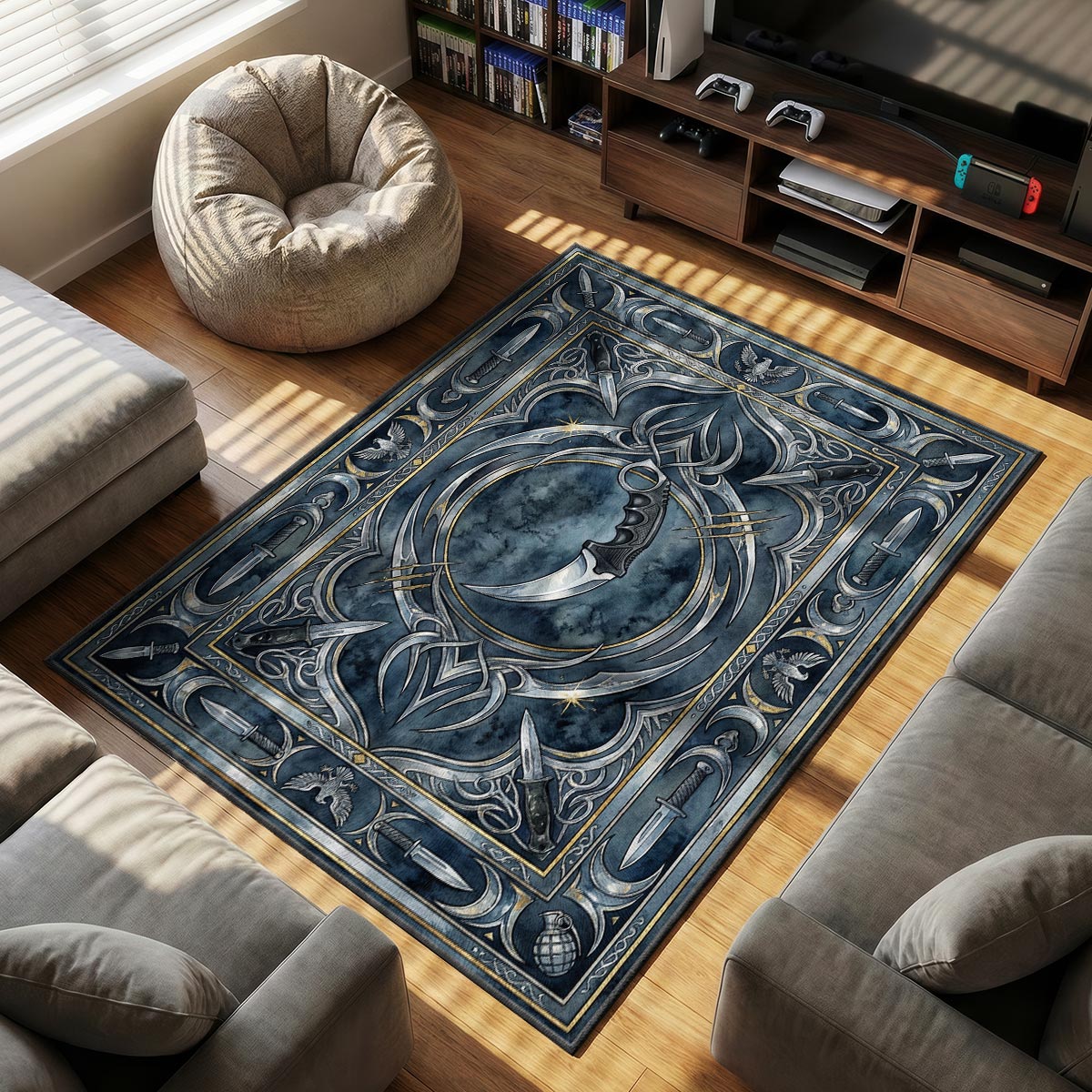 Karambit Blue Steel Rug - CS2 Chair Mat