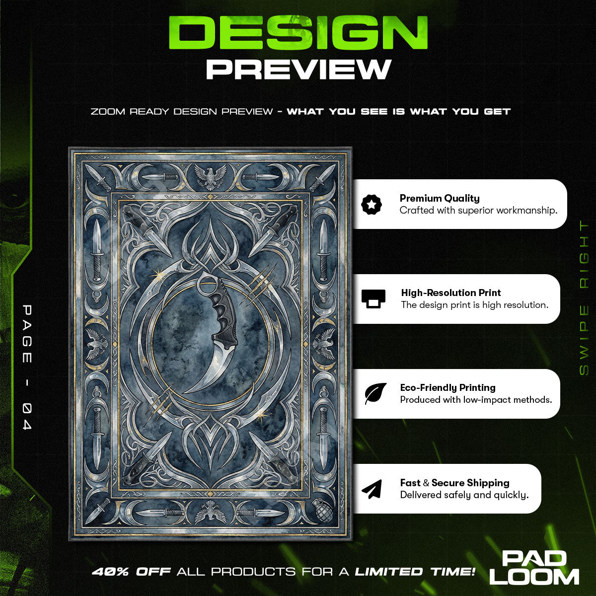 Karambit Blue Steel Rug - CS2 Chair Mat