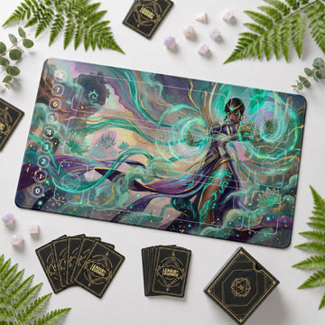 Karma Serenity Riftbound TCG playmat – zone-free full-art League of Legends game mat
