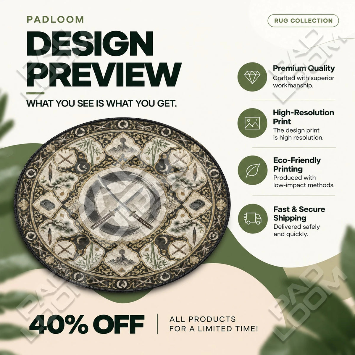 Katana Enso Vagabond round rug full design preview