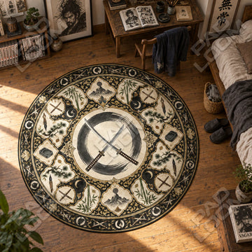 Katana Enso Vagabond round rug on a bedroom floor - Vagabond chair mat