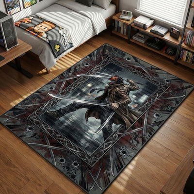 Katana Man Yakuza Noir Rug - Chainsaw Man Chair Mat