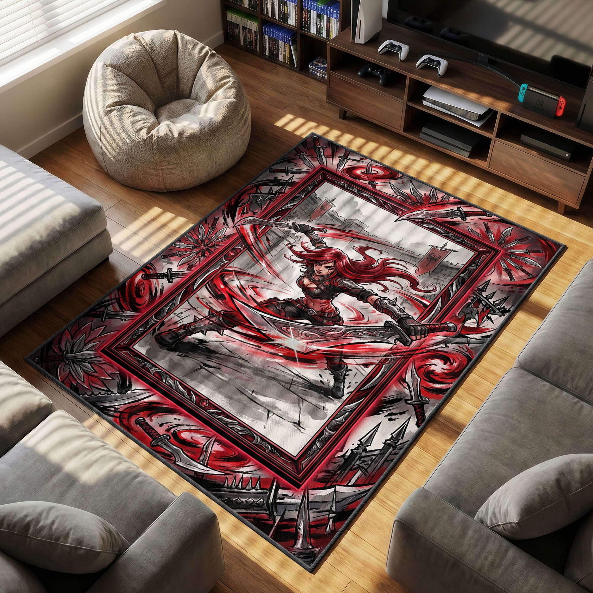 Katarina Death themed area rug for home decor fans