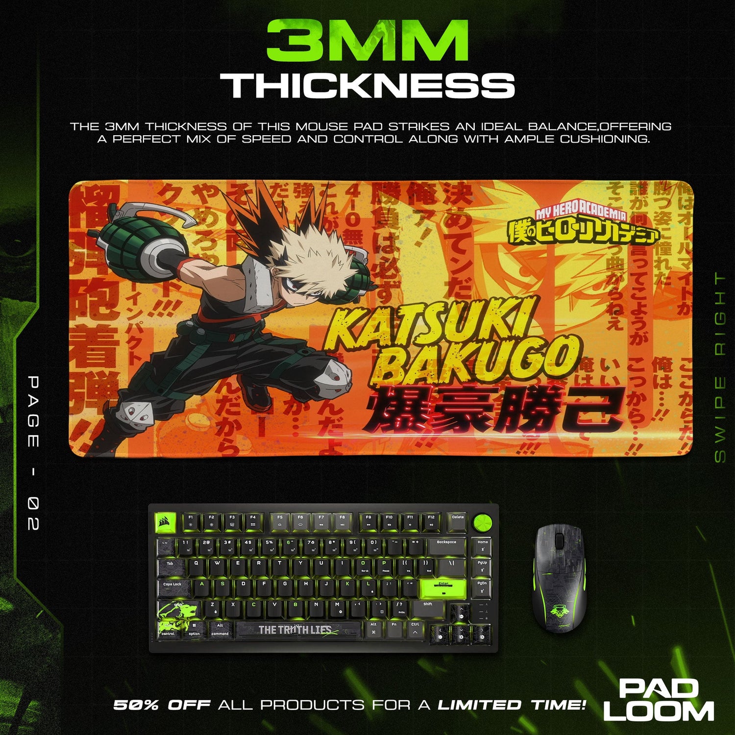 Katsuki Bakugo Mouse Pad, Explosive My Hero Academia Desk Mat Padloom