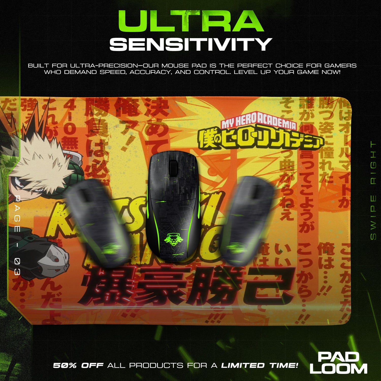 Katsuki Bakugo Mouse Pad, Explosive My Hero Academia Desk Mat Padloom