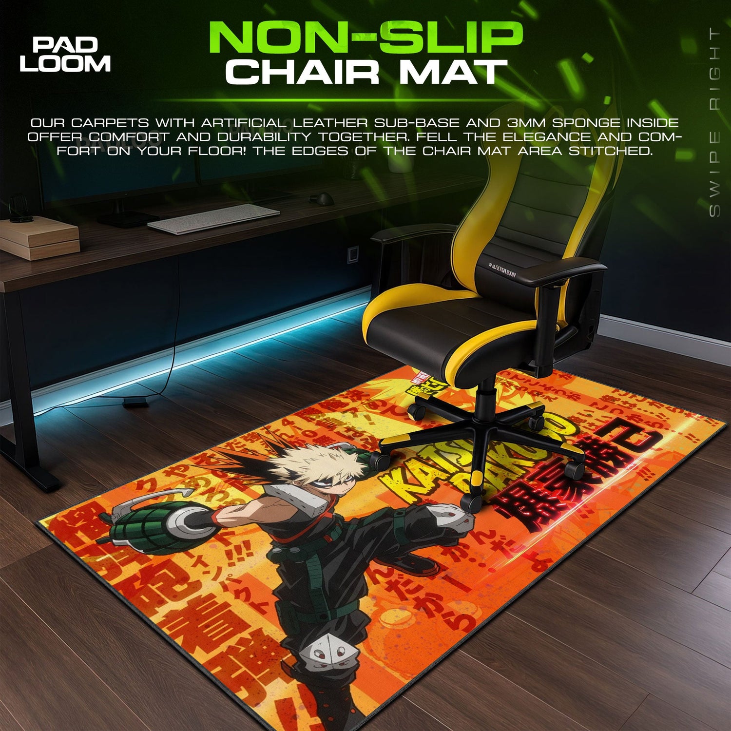 Katsuki Bakugo Mouse Pad, Explosive My Hero Academia Desk Mat Padloom