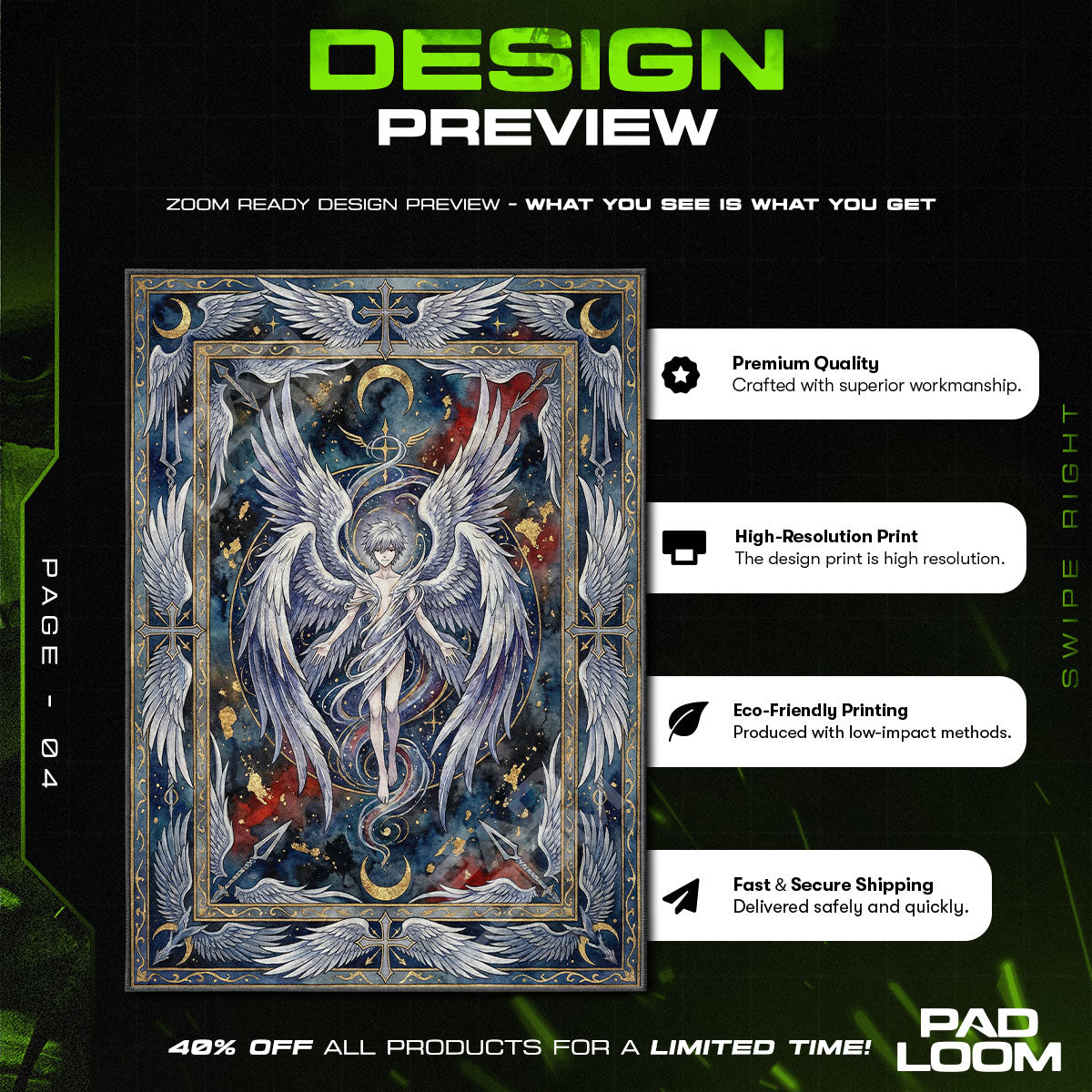 Kaworu Nagisa Himmlische Flügel Teppich - Evangelion Stuhlunterlage