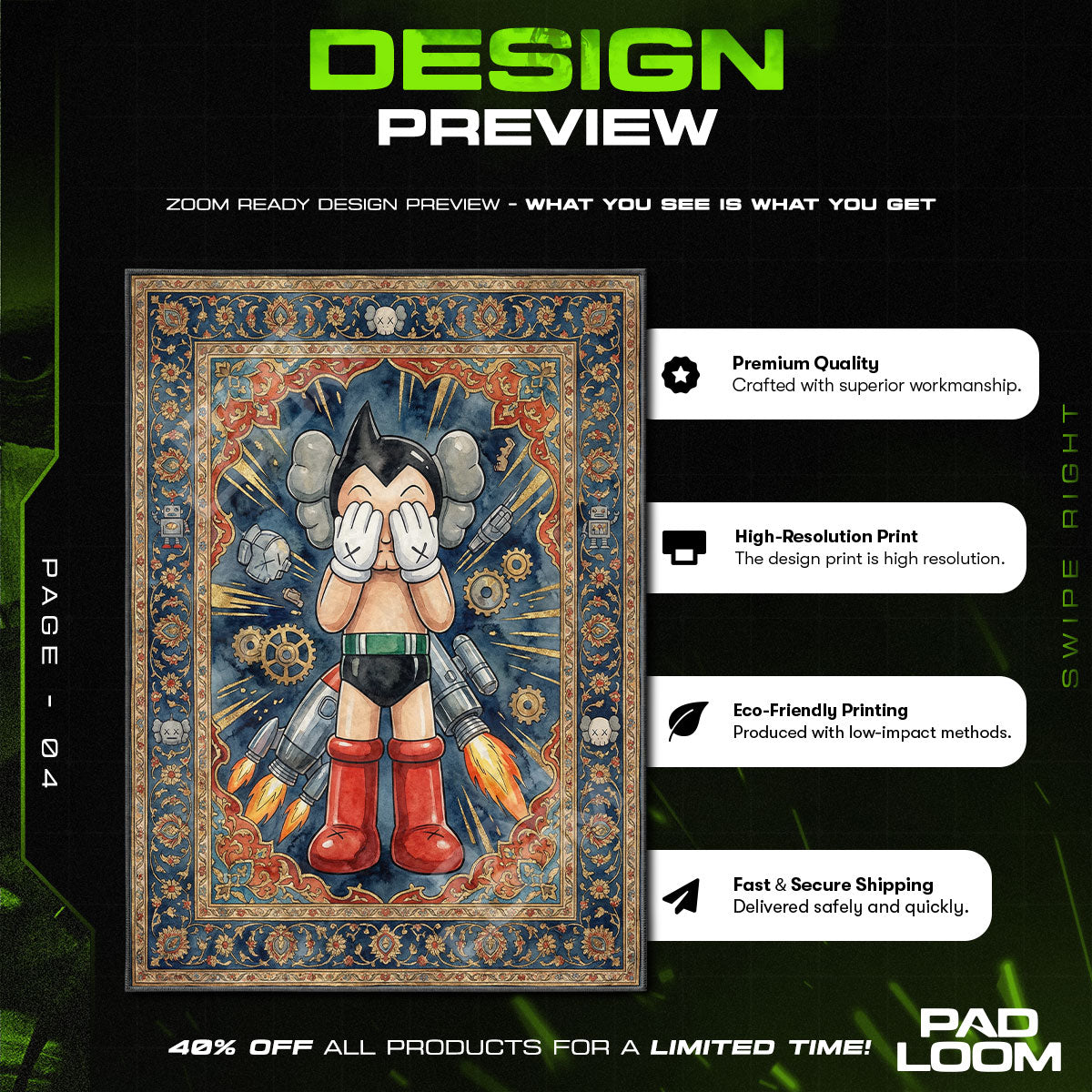 KAWS Astro Boy Persian Rug - Sneakerhead Floor Mat