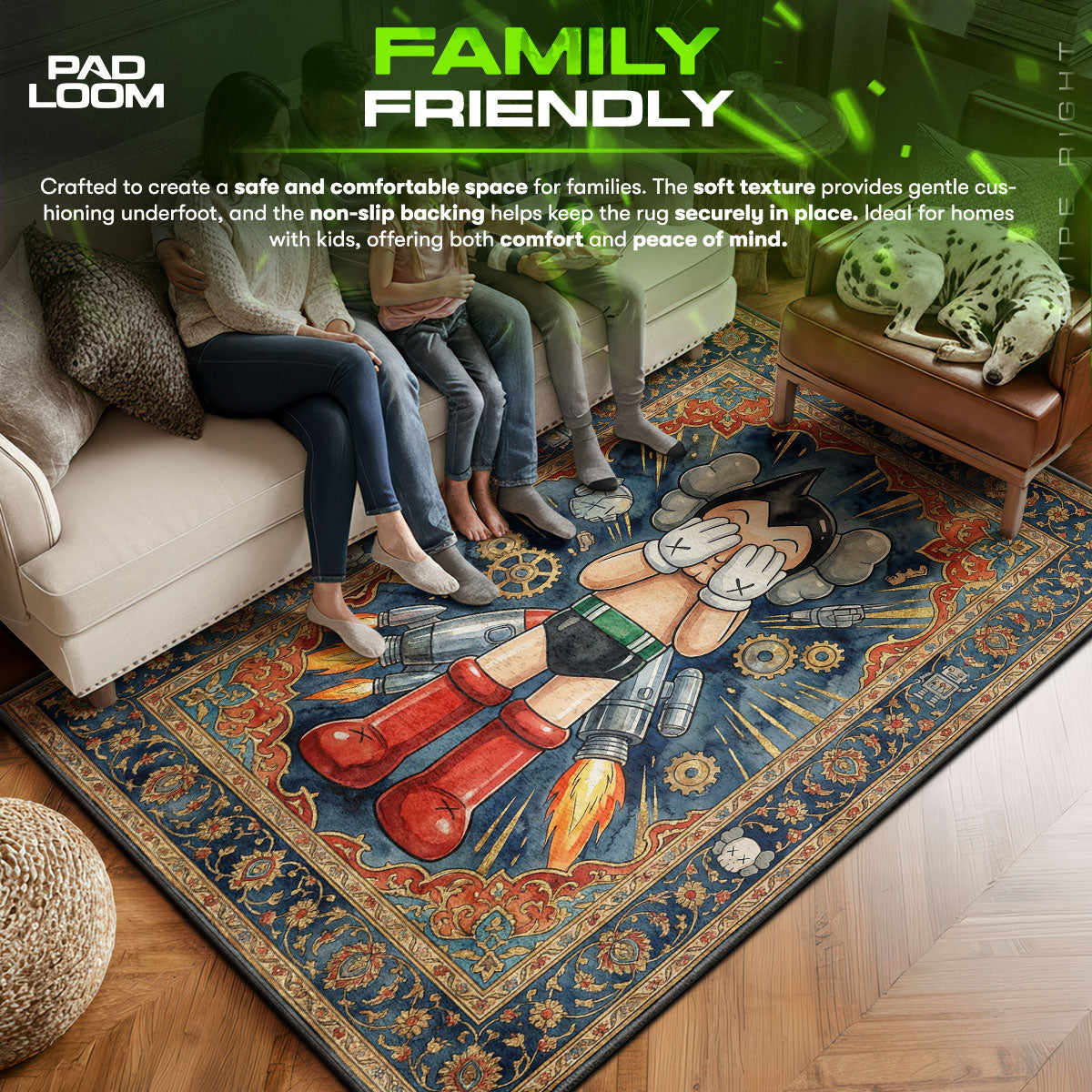 Astroy Boy Rug KAWS Astro Boy Persian Rug - Sneakerhead Floor Mat – Padloom