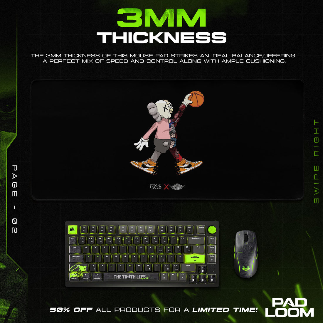 Kaws Basketball Mouse Pad, Street Art Gamer Desk Mat
