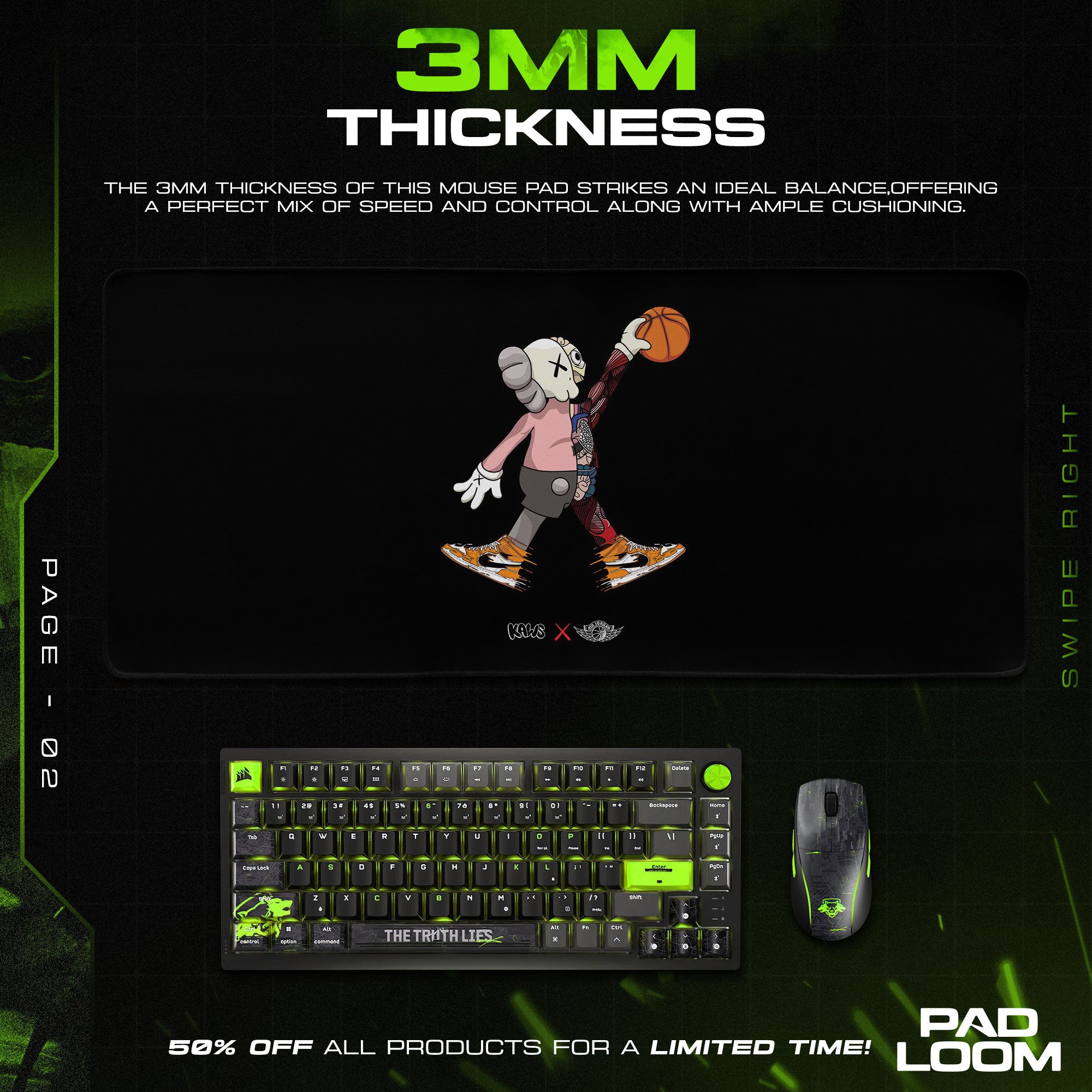 Kaws Basketball Mouse Pad, Street Art Gamer Desk Mat