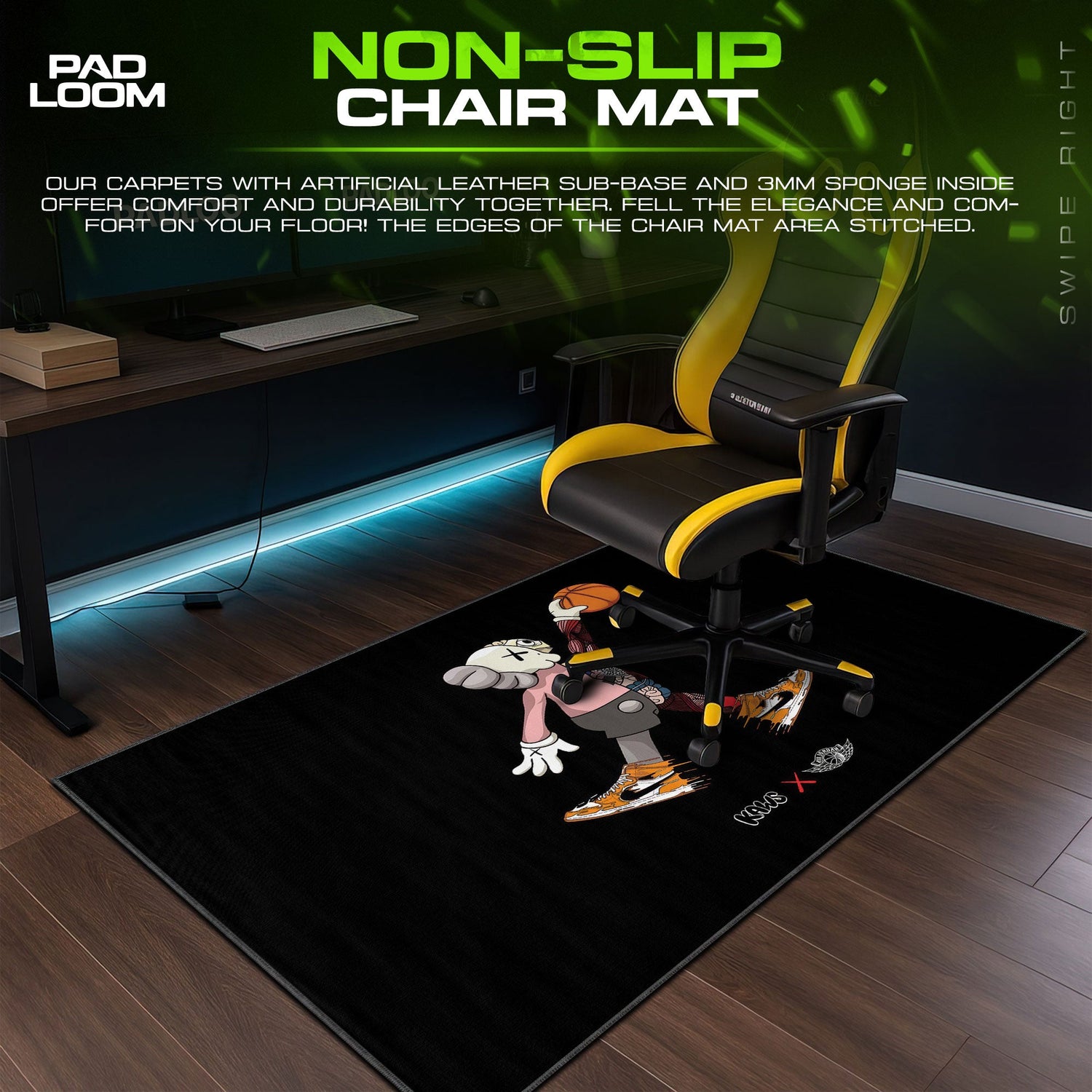 Kaws Basketball Mouse Pad, Street Art Gamer Desk Mat Padloom