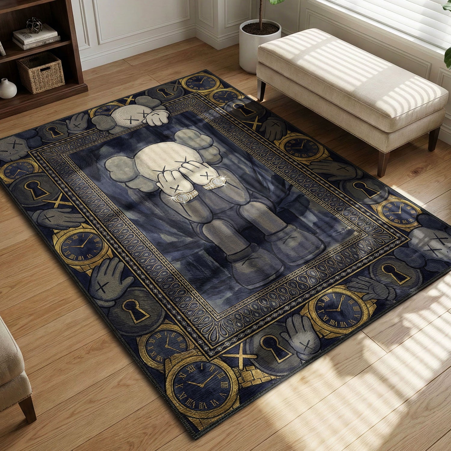 KAWS Blue Sitting Watch Rug - Hypebeast Floor Mat