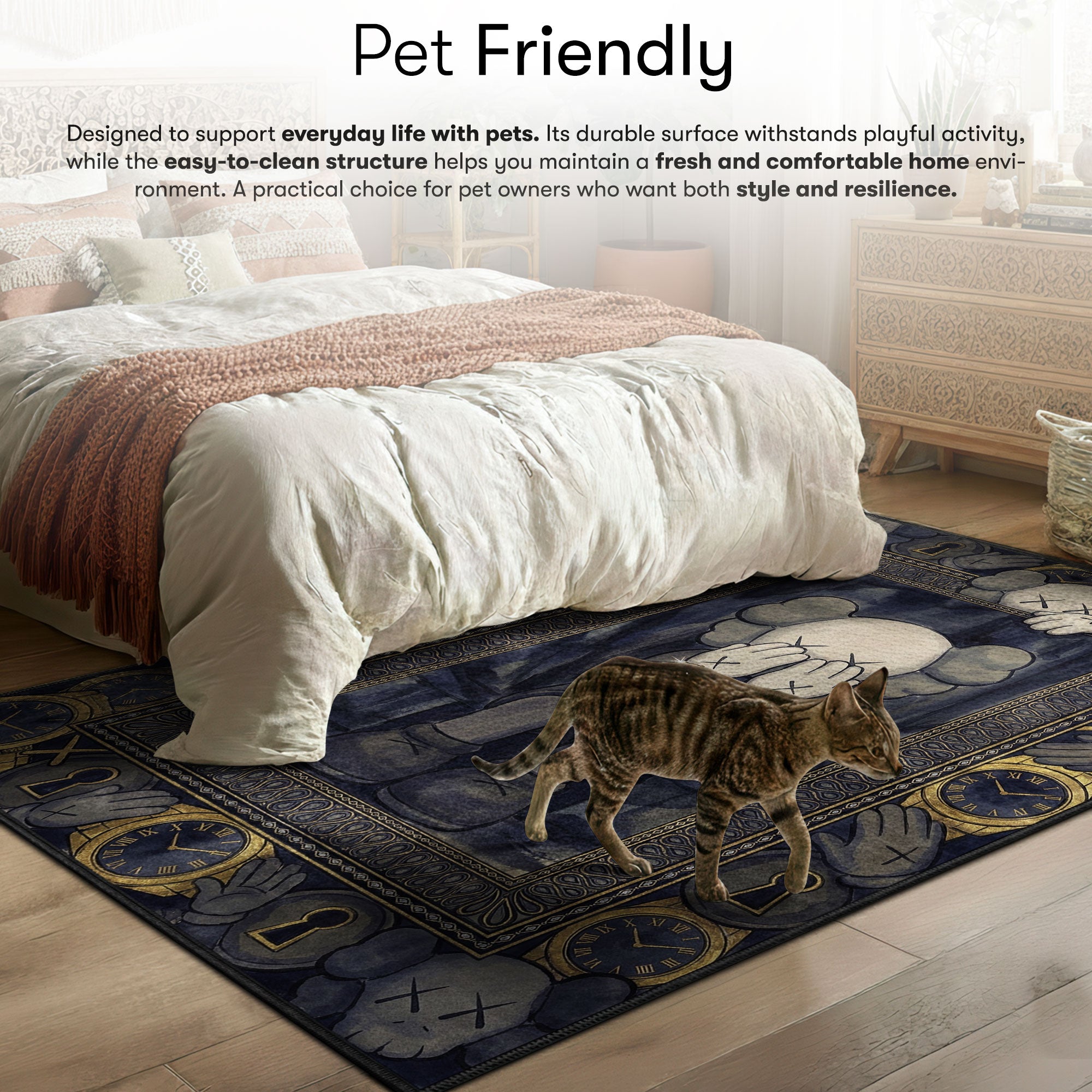 KAWS Blue Sitting Watch Rug - Hypebeast Floor Mat