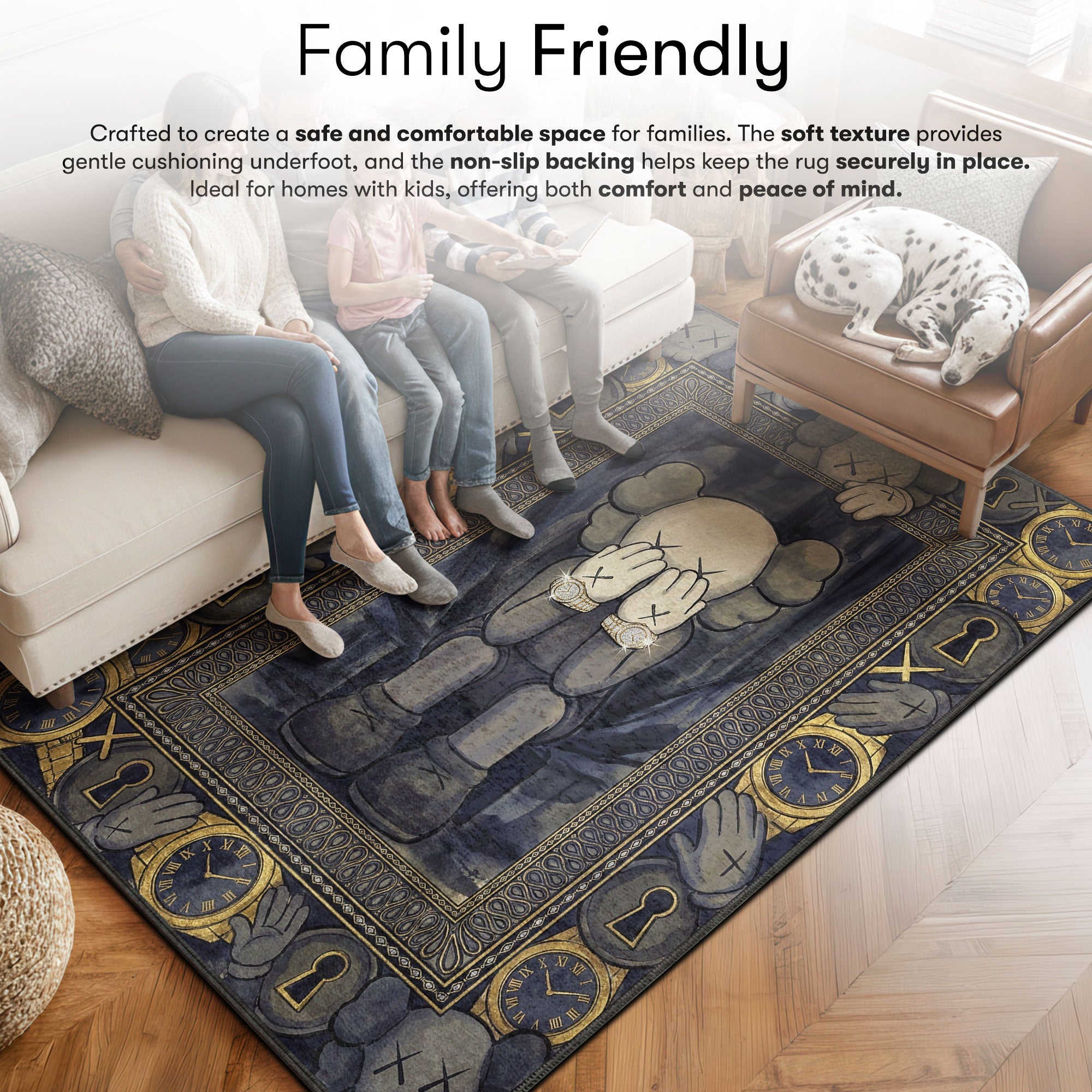 KAWS Blue Sitting Watch Rug - Hypebeast Floor Mat