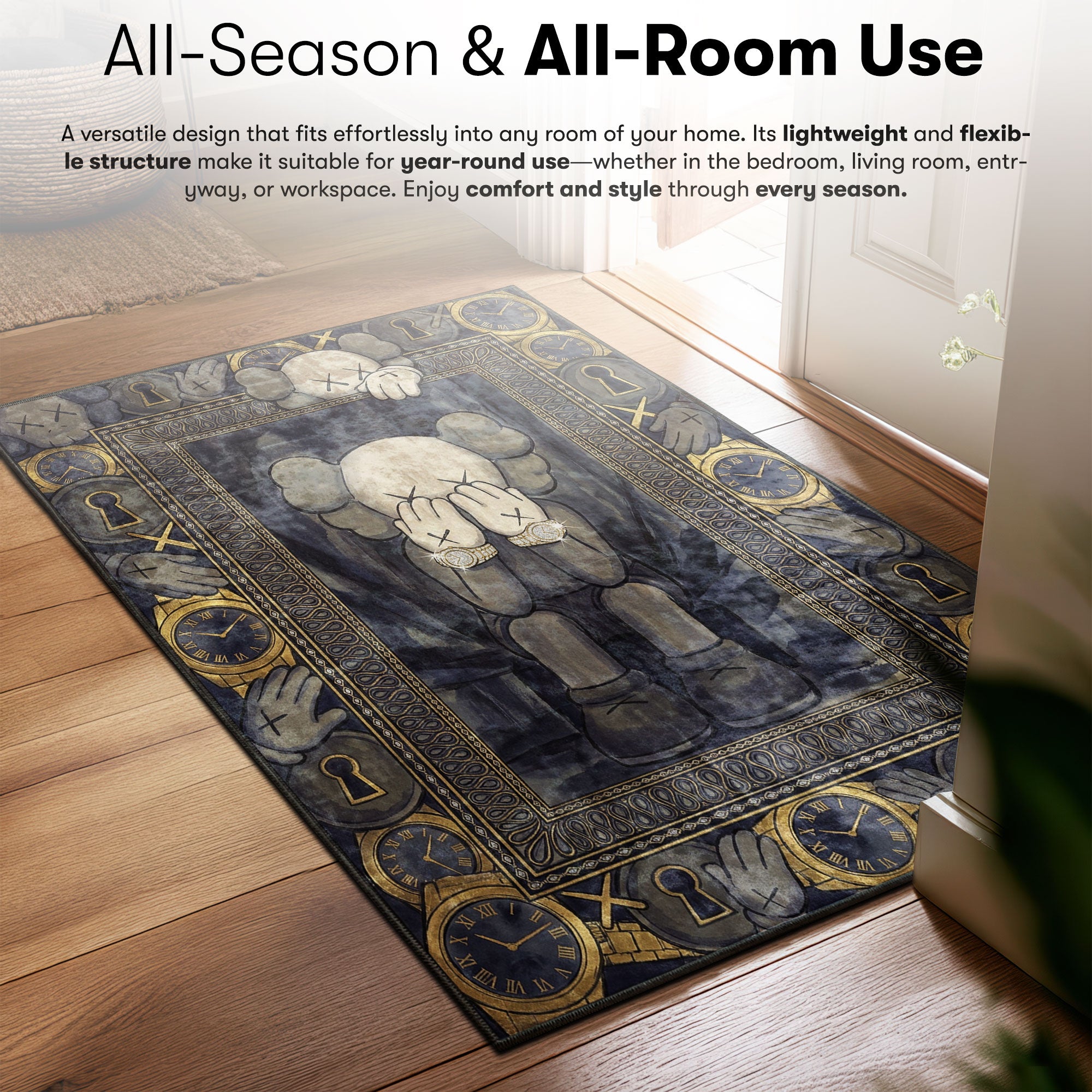 KAWS Blue Sitting Watch Rug - Hypebeast Floor Mat