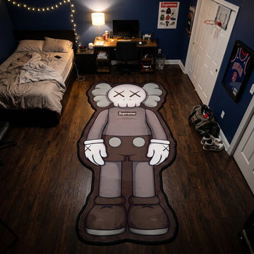 KAWS Brown Supreme Rug - Shaped Man Cave Area Rug